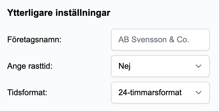 Företagsnamn inmatning