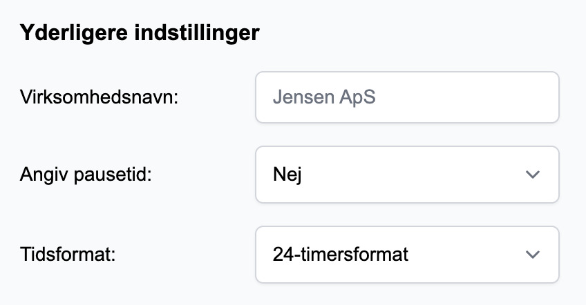 Indtastning af firmanavn