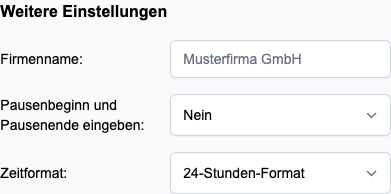 Einstellungen für die Erfassung der Pausen